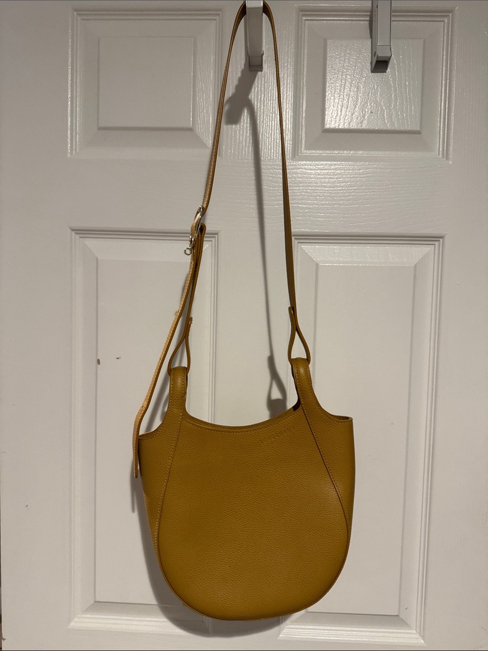 Longchamp Mustard Yellow Pebbled Leather Shoulder Bag